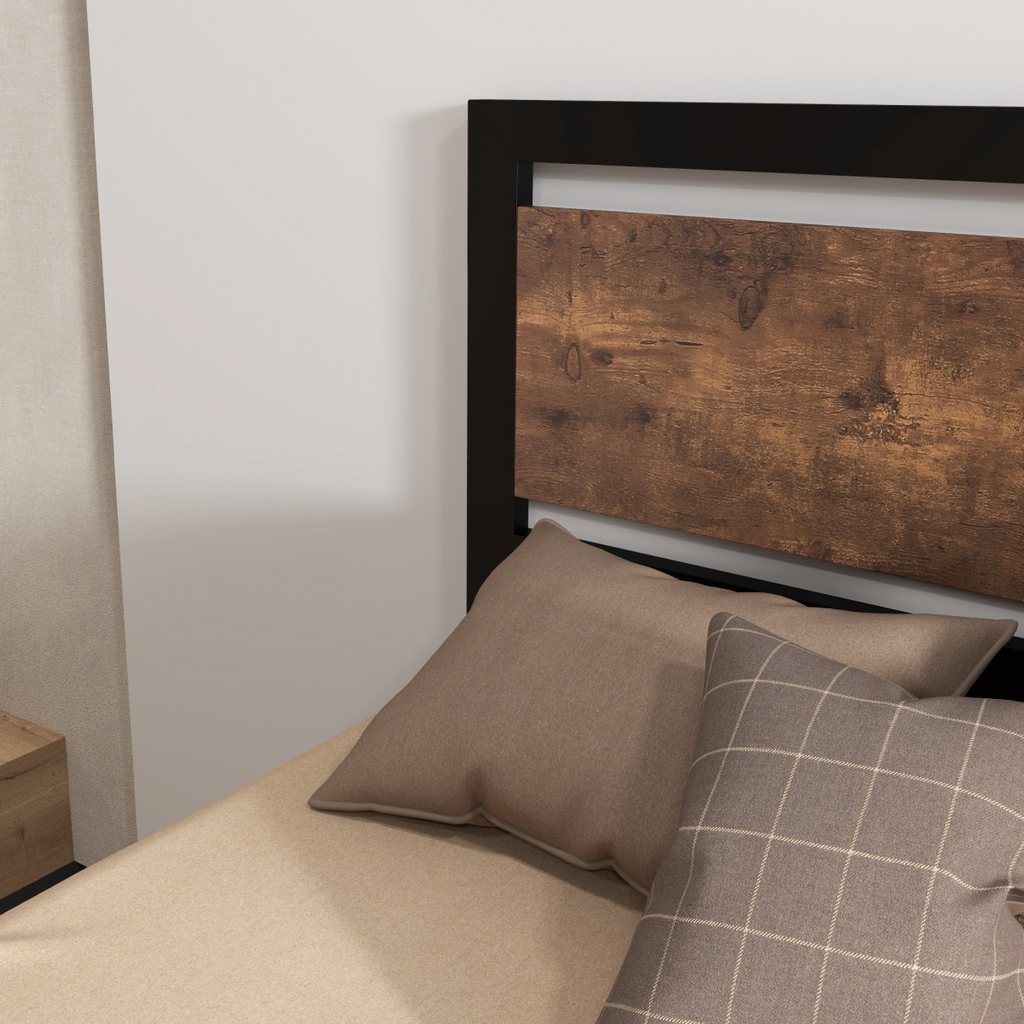 HOMCOM Single Size Metal Bed Frame with Headboard & Footboard, 97x195x103cm