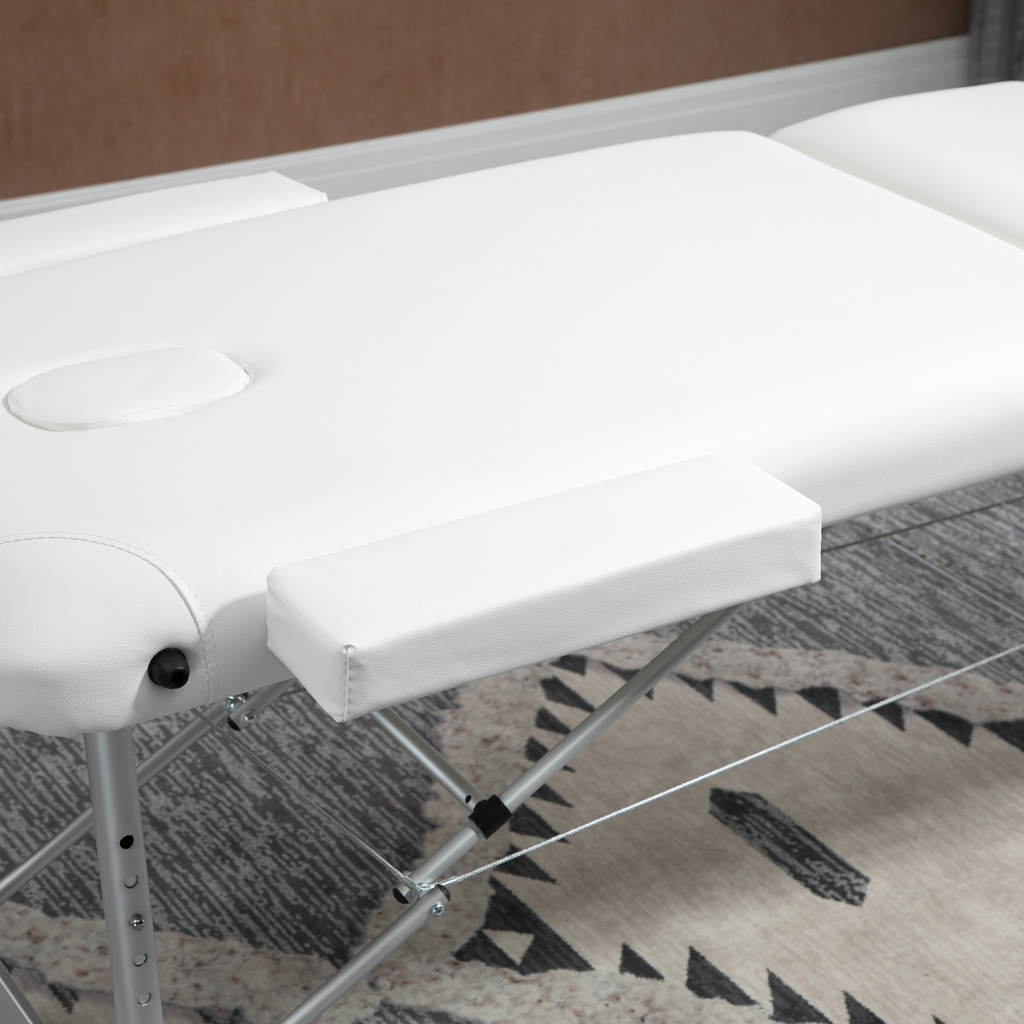 HOMCOM Folding PVC Leather Massage Table Aluminium Frame with Headrest