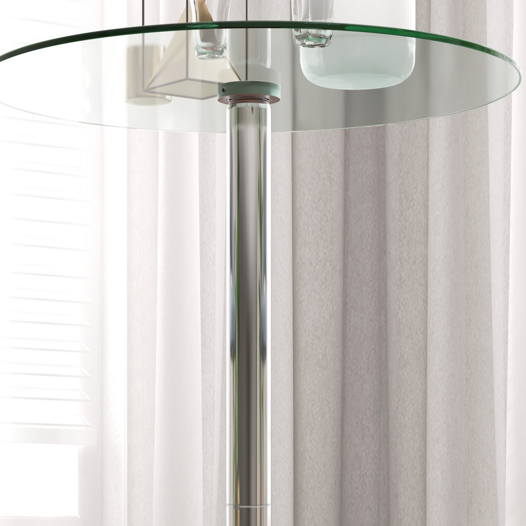 HOMCOM Round Bar Table for 2 People, High Pub Table with Tempered Glass Top