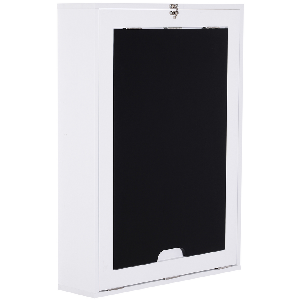 MDF Folding Wall-Mounted Drop-Leaf Table with Chalkboard Shelf White