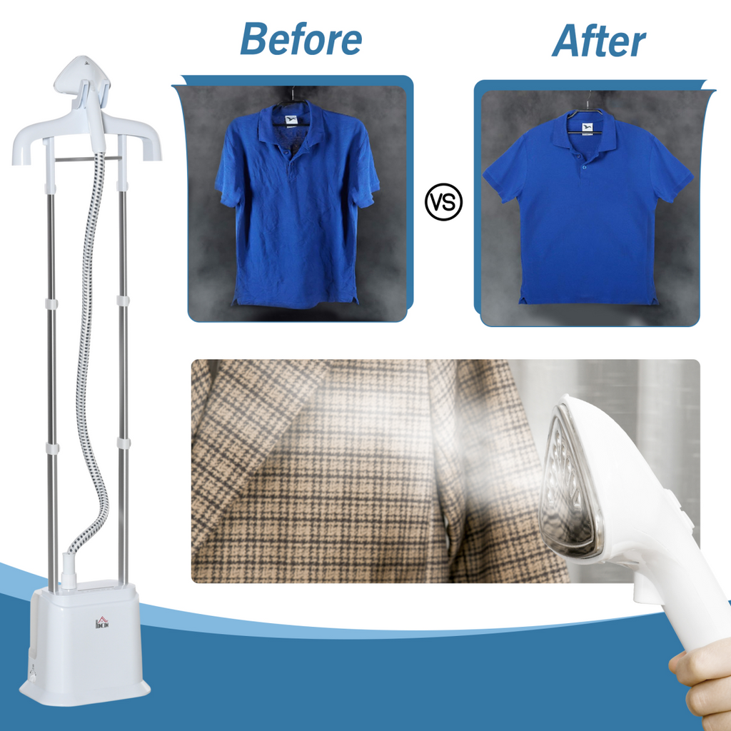 Upright Garment Clothes Steamer, 45s Fast Heat-up, 1.7L Tank White with