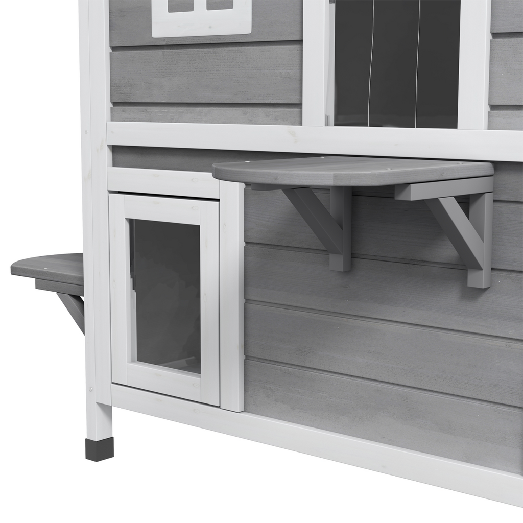 Cat Condo w/ Tons of Room & Openable Roof, Fir Wood, Outdoor/Indoor Catio Grey