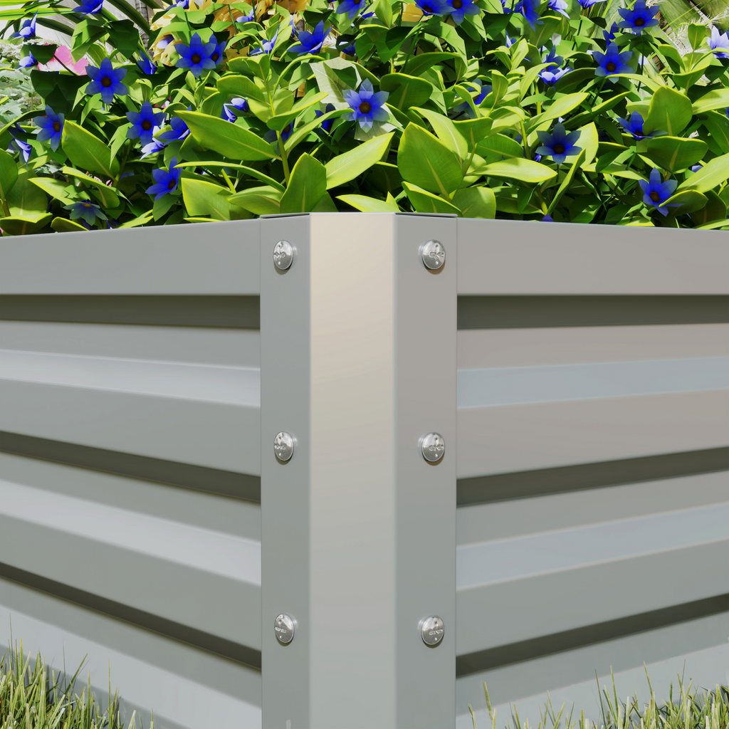 Outsunny Set of 2 Raised Garden Bed Galvanised Planter Box, Light Grey