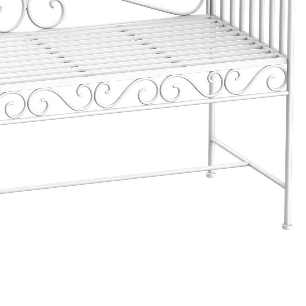 2 Seater Metal Bench Park Seating Outdoor Furniture Chair w/ Backrest White