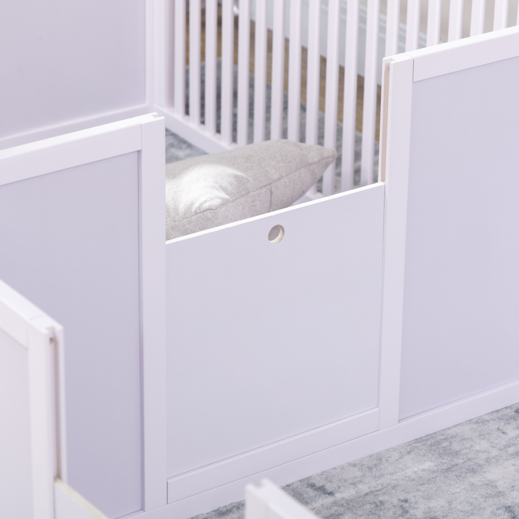 7 Panels Puppy Pen for Indoors, with Three Doors, Two-Room Design