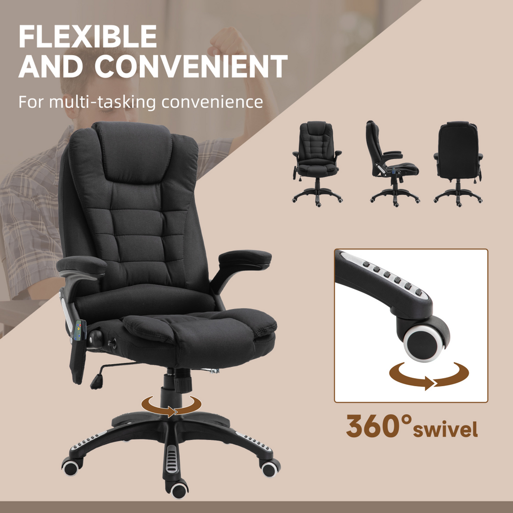 Executive Reclining Chair w/ Heating Massage Points Relaxing Headrest Black