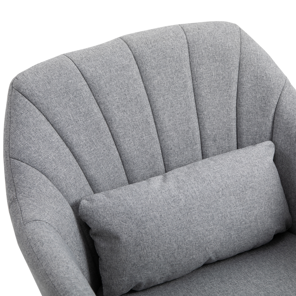 HOMCOM Stylish Retro Linen Swivel Tub Chair Steel Frame Cushion Seat Light Grey