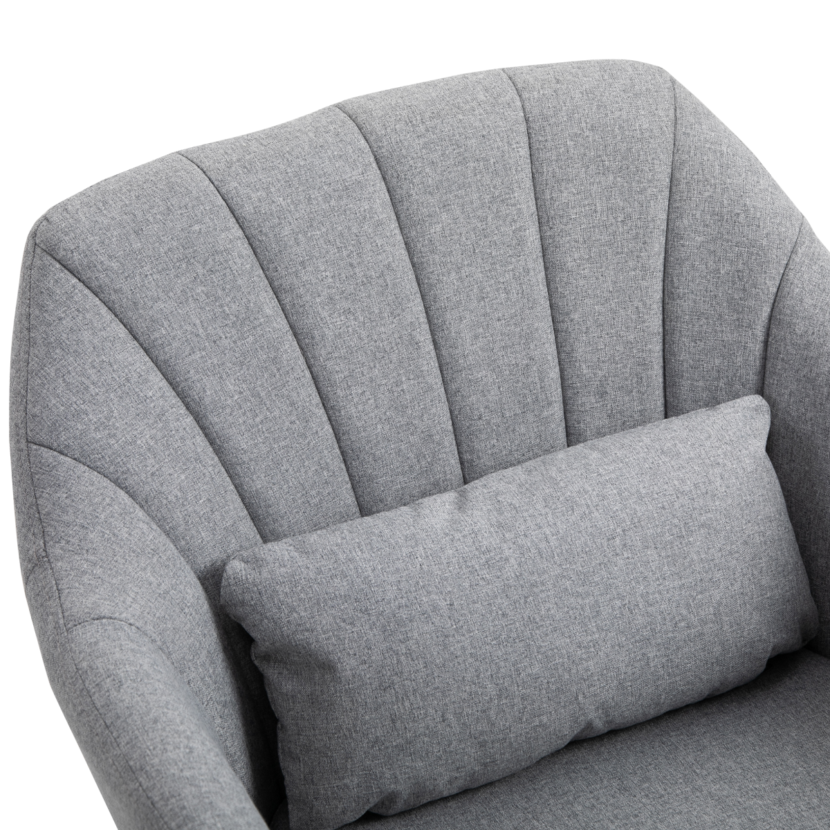 HOMCOM Stylish Retro Linen Swivel Tub Chair Steel Frame Cushion Seat Light Grey