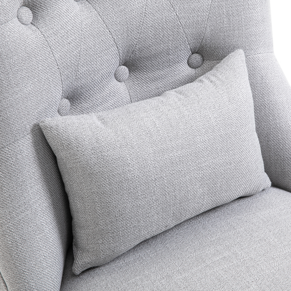 Fabric Single Sofa Dining Chair Upholstered W/ Pillow Solid Wood Leg Living Room
