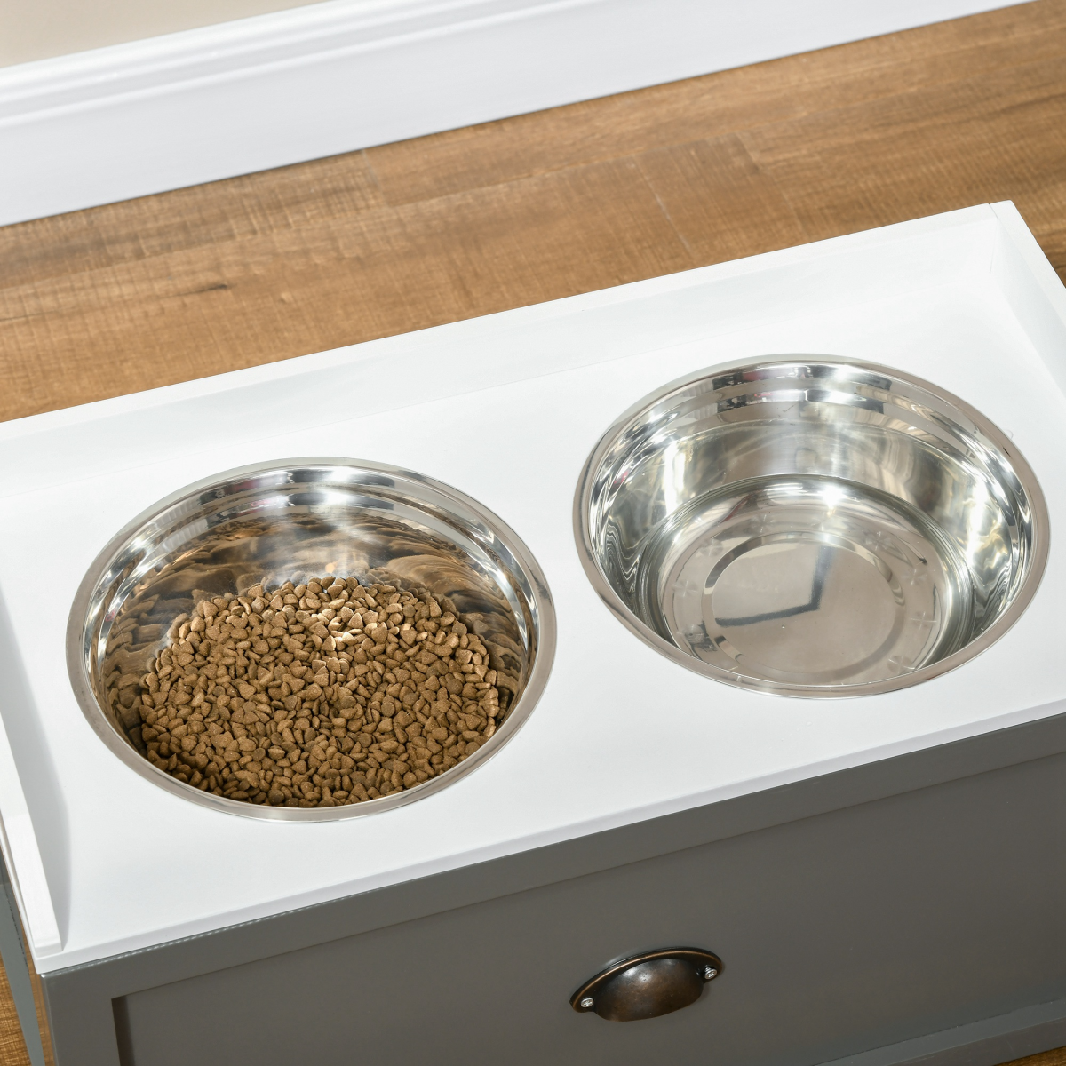 PawHut Stainless Steel Raised Dog Bowl with 21L Storage Drawer, for Large Dogs