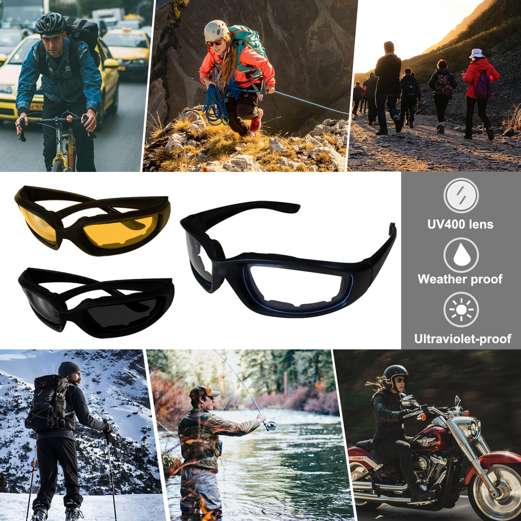 3 pairs Motorcycle Sports Biker Riding Glasses Wind Resistant Eye Protection