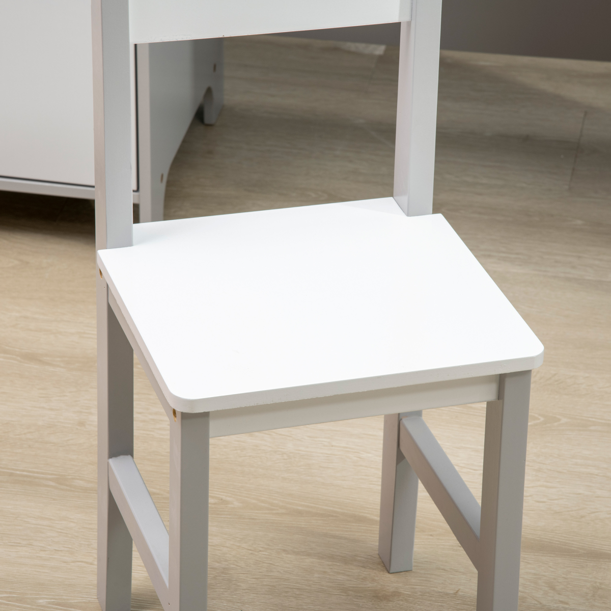 Two-Piece Childrens Table and Chair Set with Whiteboard Storage - Grey