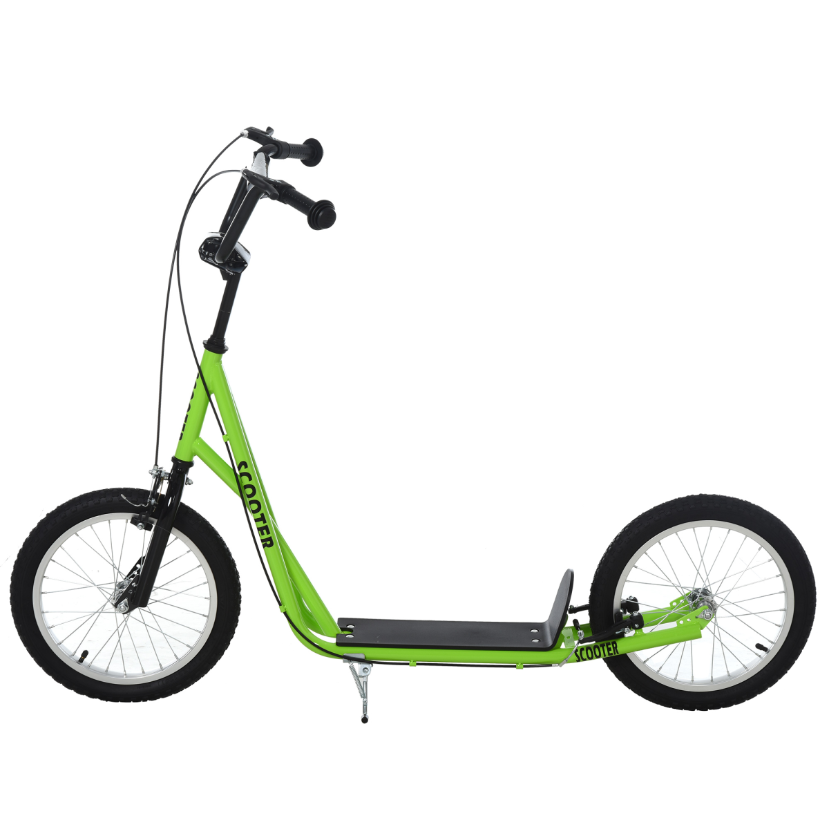 HOMCOM 90-96cm Kids Kick Scooter Adjustable Handlebar Inflatable Wheels Green