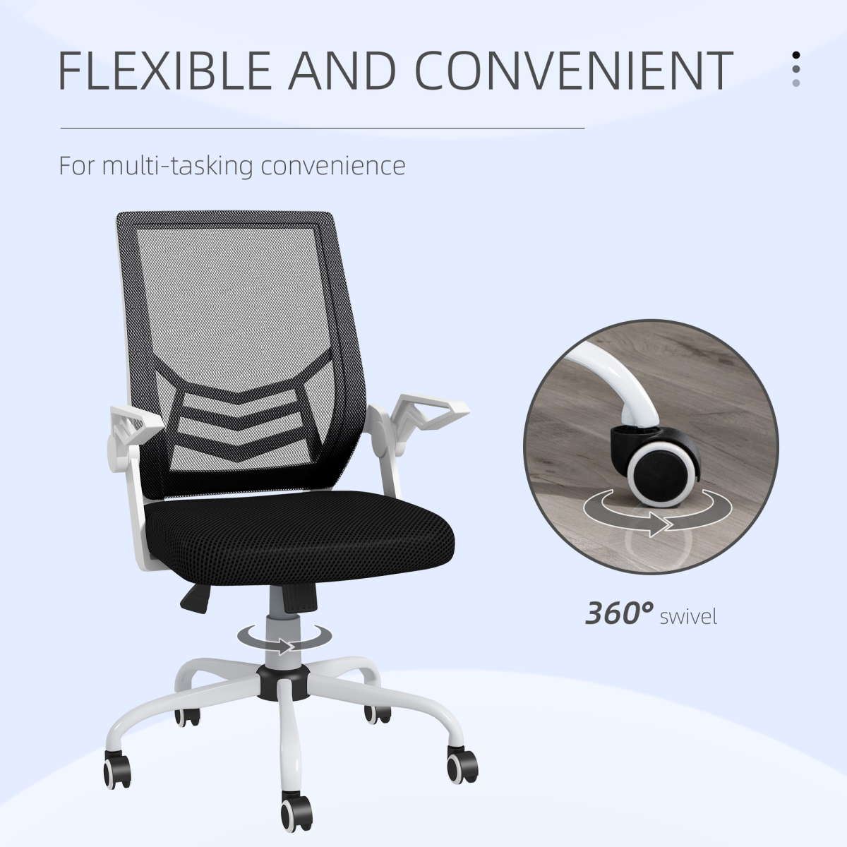 Vinsetto Mesh Swivel Office Chair Task Computer Chair with Lumbar Support, Black