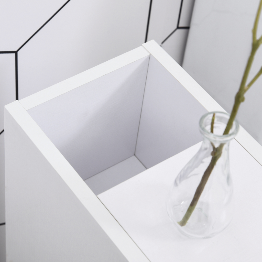 Slimline Bathroom Storage Unit with 2 Drawers 2 Open Compartments Wheels White