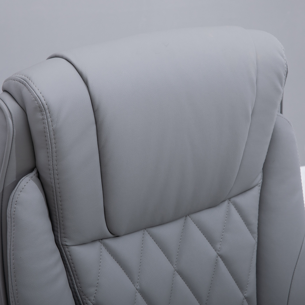 High Back Executive Office Chair Home Swivel PU Leather Chair, Grey