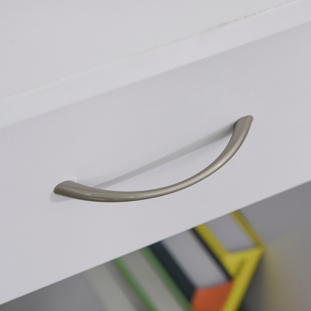 L-Shaped Corner Computer Desk w/ 2 Shelves Worktop Keyboard Tray White