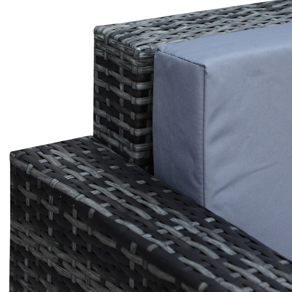 3-Seater Weather Resistant Outdoor Garden Rattan Sofa Grey