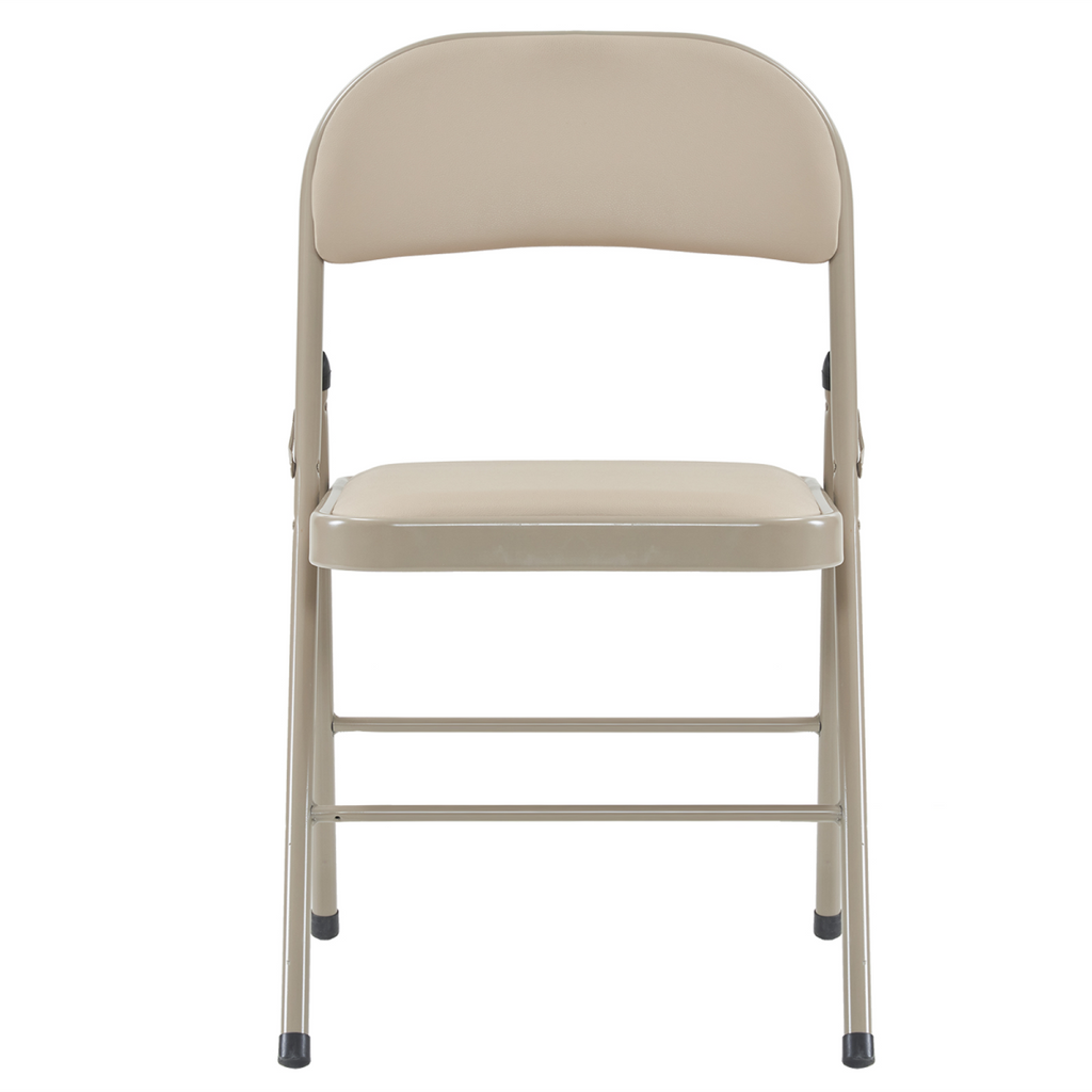 4pcs Elegant Foldable Iron & PVC Chairs for Convention & Exhibition  Light  Brown