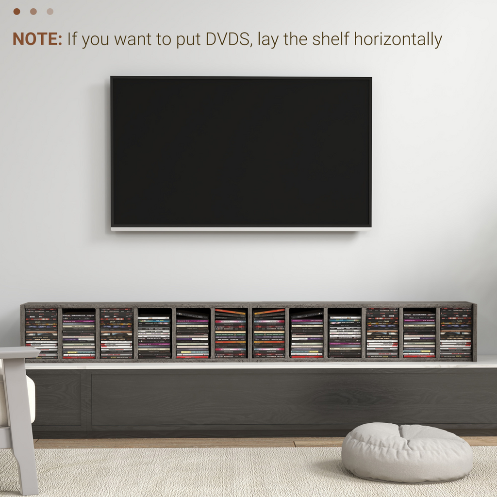 HOMCOM Set of 2 CD Media Display Shelf Unit Tower Rack Adjustable, Mocha Wood
