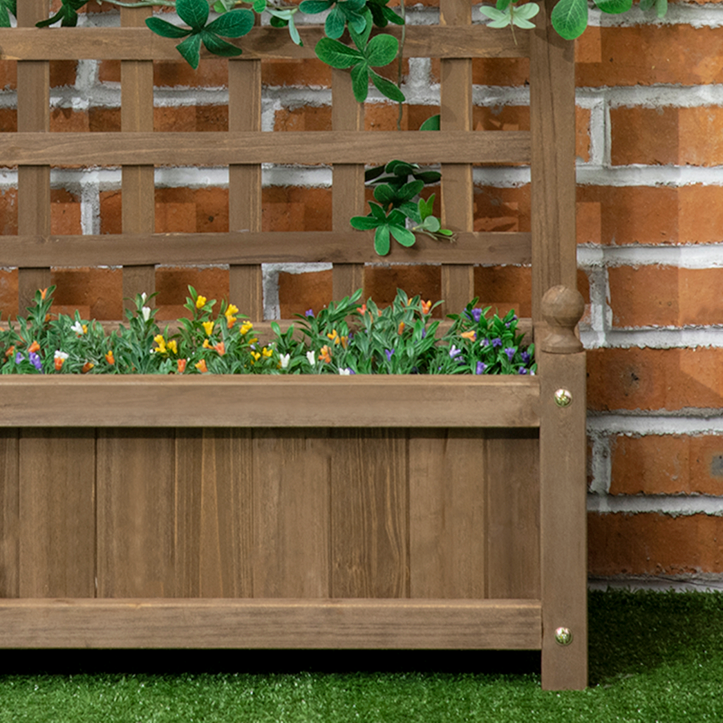 Garden Planters with Trellis for Climbing Vines Indoor Outdoor Brown