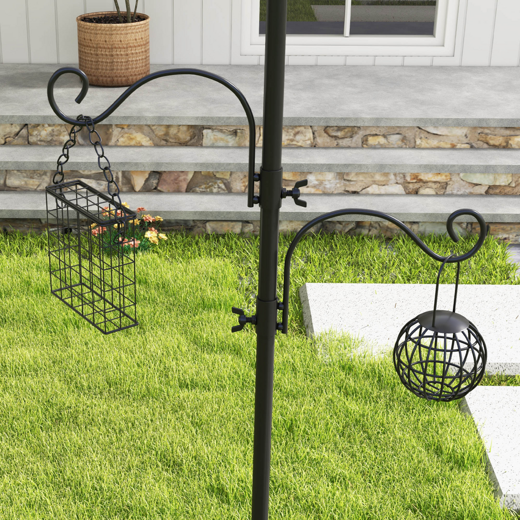 Bird Feeding Station Kit Wild Bird Feeder Pole w/ 6 Hooks 4 Hanging Feeders