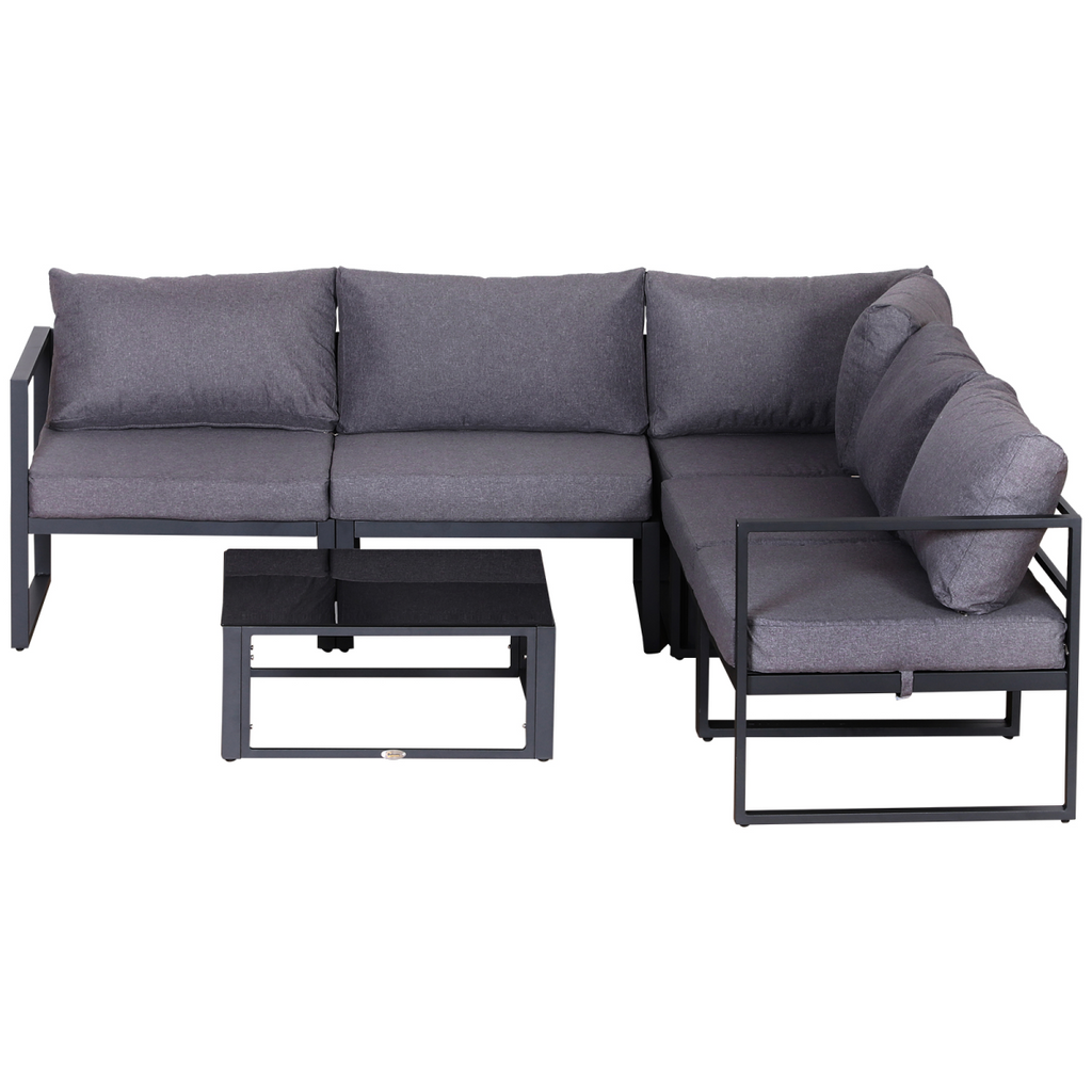6Pcs Outdoor Sectional Sofa Set Conversation Aluminum Frame Cushion Outsunny