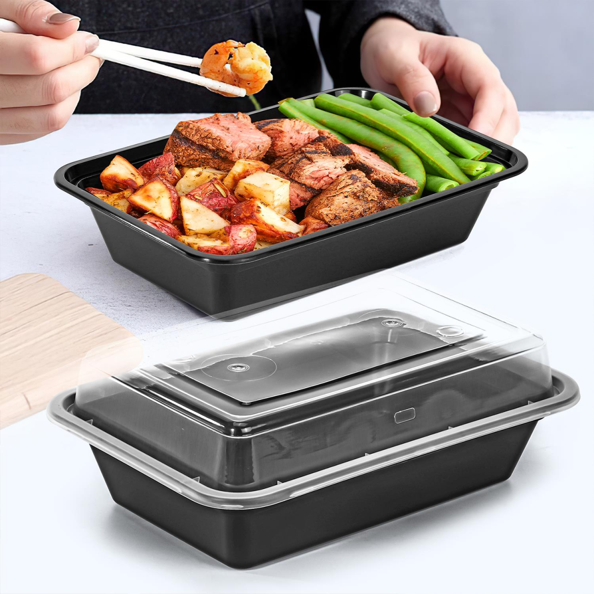 Vinsani 10pk 1 COMPARTMENT MEAL PREP CONTAINERS
