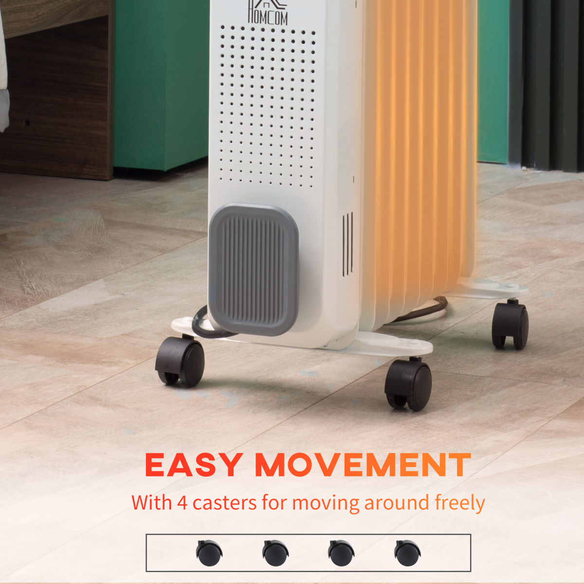 2180W Oil Filled Radiator, 3 Settings, Safe Power-Off, 9 Fins Radiator