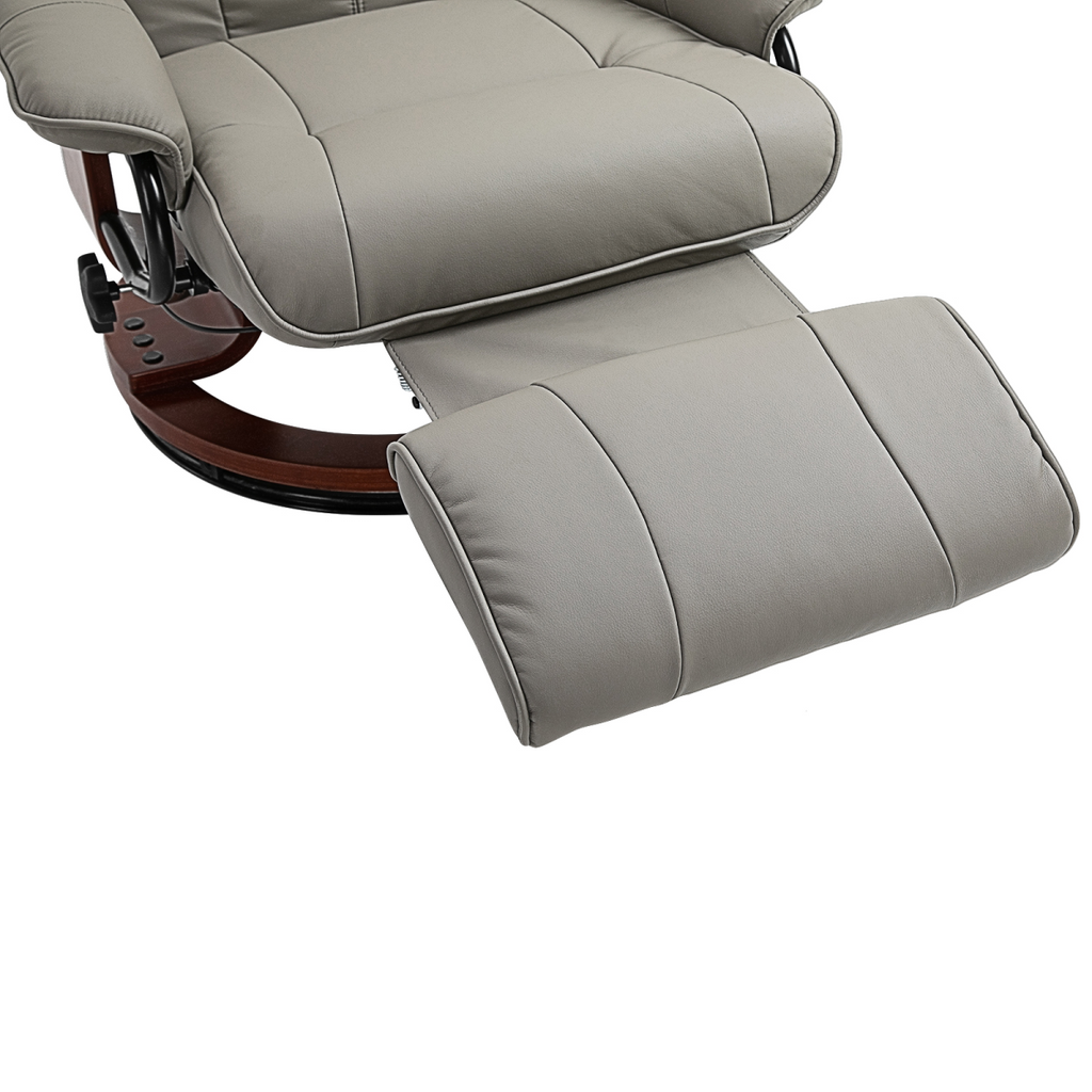 Ergonomic Recliner Sofa Chair PU Leather Armchair Lounger with Footrest, Grey
