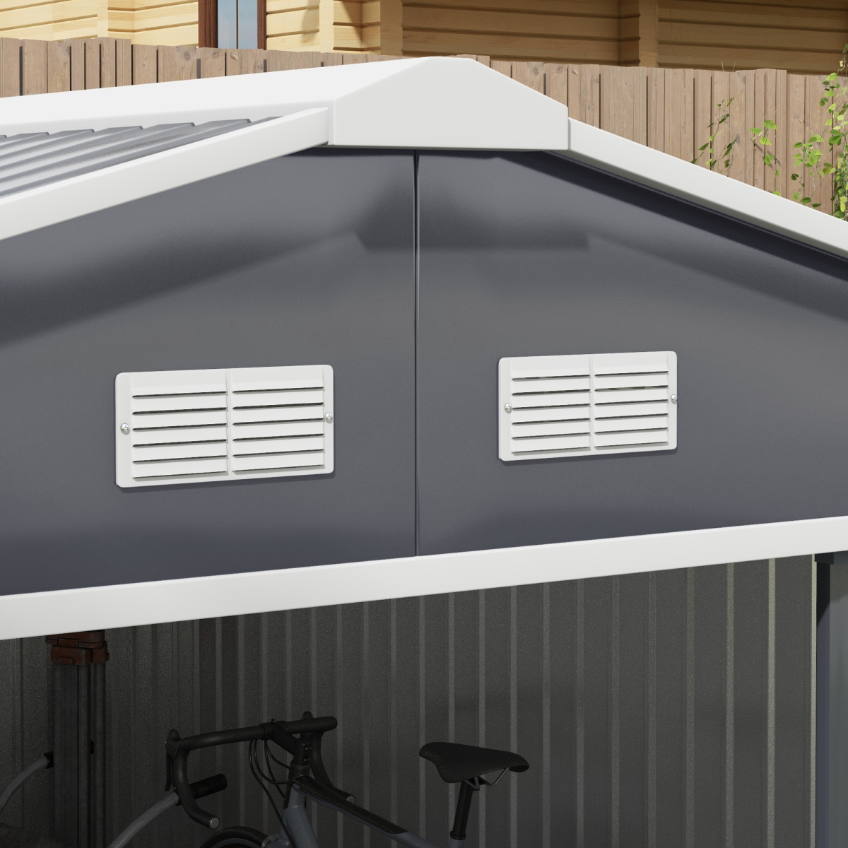 13 x 11FT Foundation Ventilation Steel Outdoor Garden Shed Grey