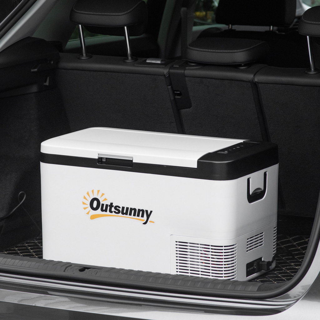 12V Portable Car Refrigerator w/ Inner LED Light Indoor Outdoor, 25L Outsunny