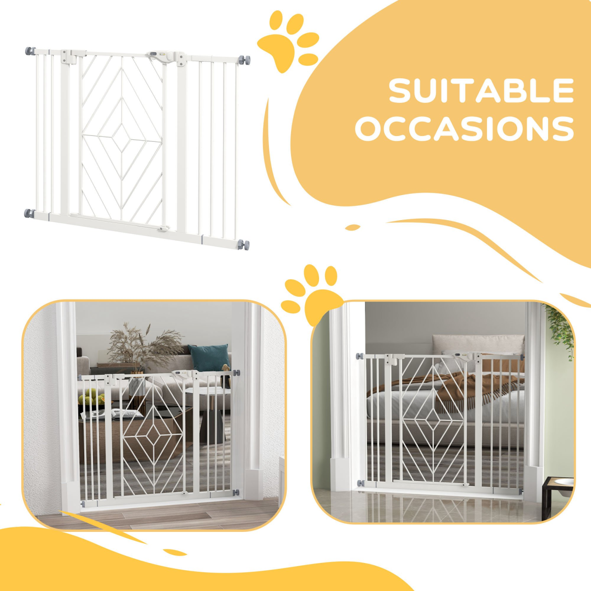 Pressure Fit Safety Gate with Auto Closing Door, Double Locking, 74-100cm Openings