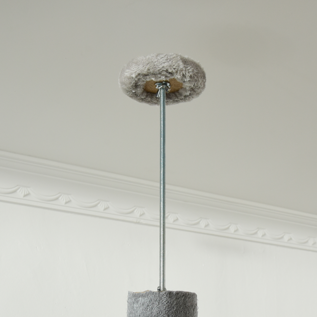 Cat Tree, Multi-Floor Pet Playhouse w/ Solid Scratching Post, Light Grey