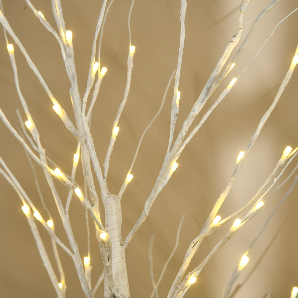 6ft Artificial White Birch Tree Light  96 Warm White Pre-Lit LED Light HOMCOM