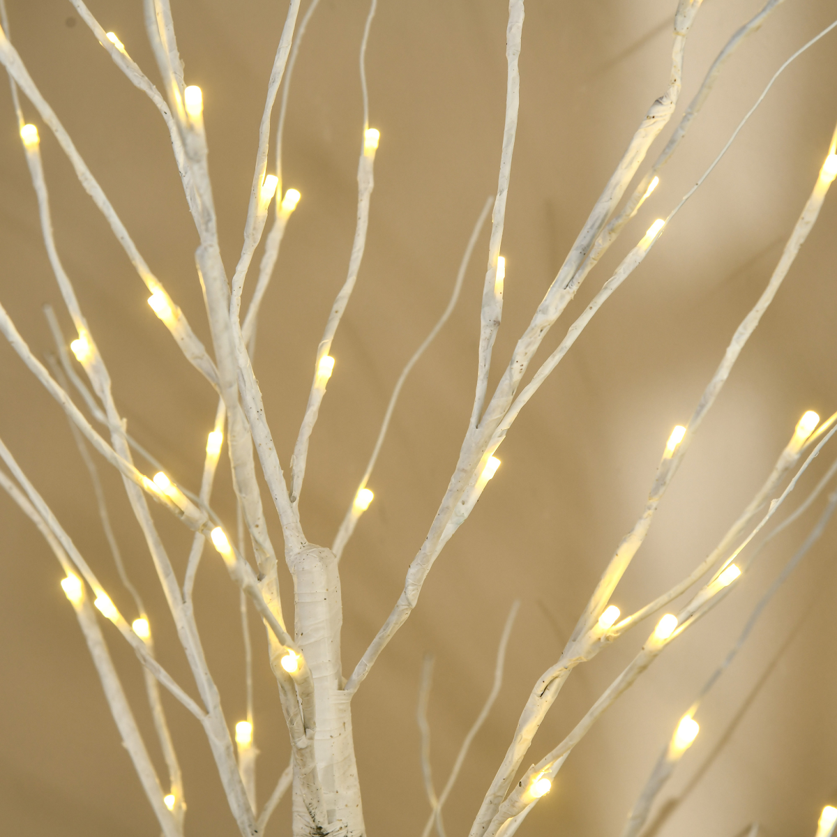 6ft Artificial White Birch Tree Light  96 Warm White Pre-Lit LED Light HOMCOM