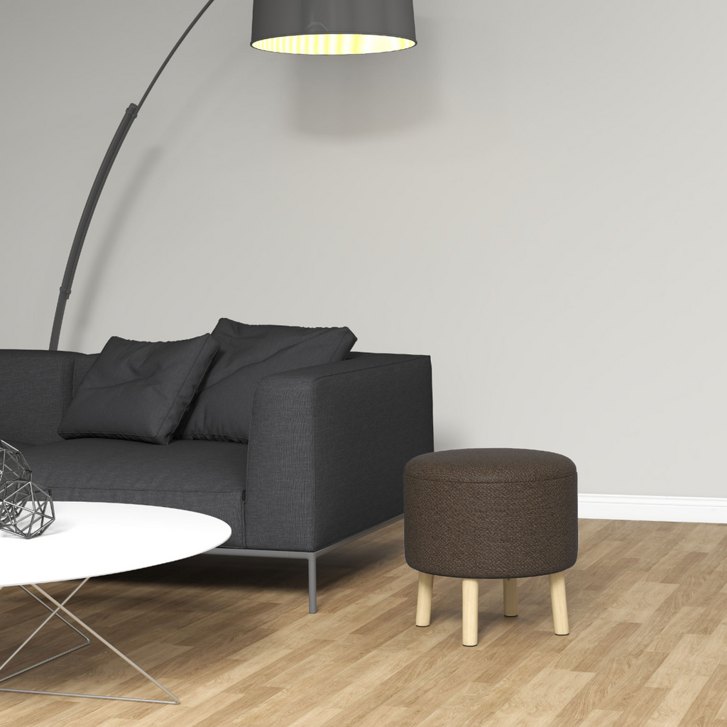 HOMCOM Storage Ottoman, Round Stool Chair with Cushioned Top, Hidden Space