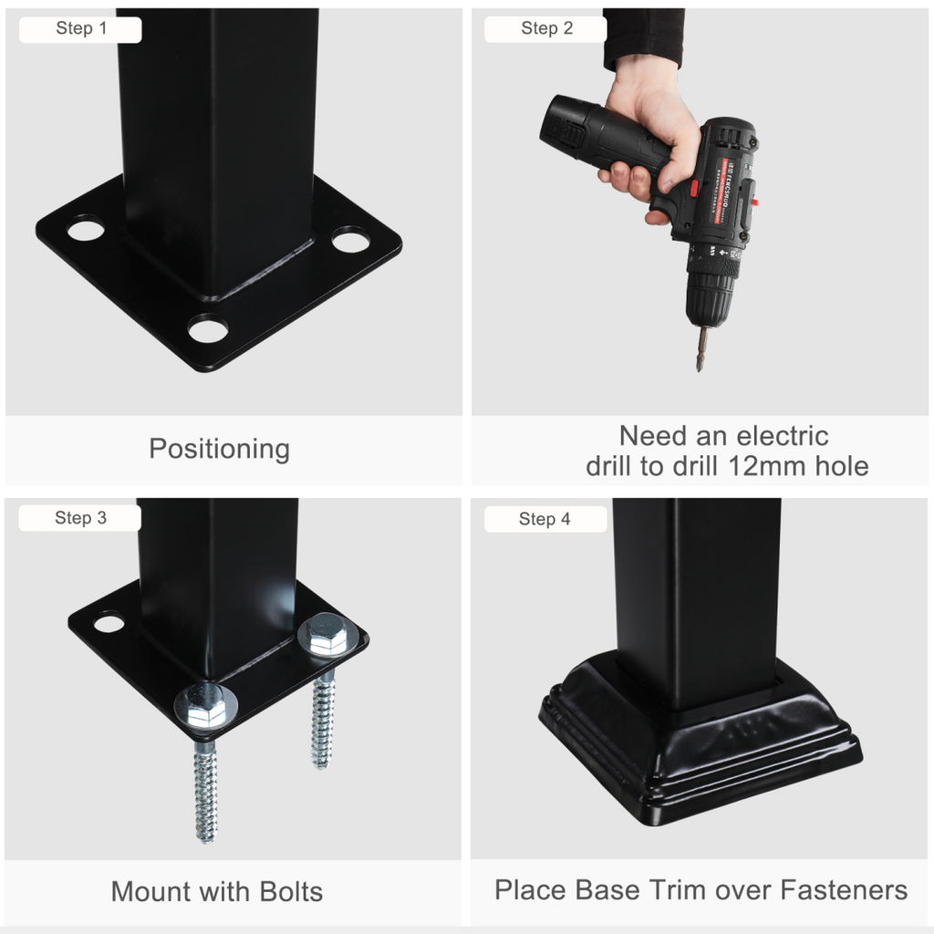 [Same Code：81504920 40310676]Artisasset Matte Black Outdoor 4 Level Iron Handrail