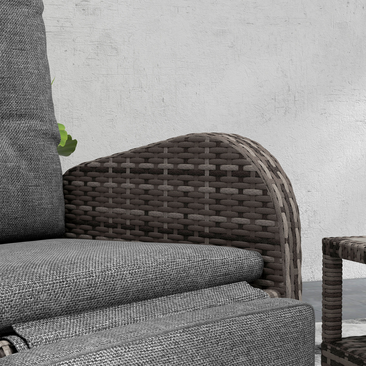 Outsunny 3 PCs Rattan Chaise Lounge Sofa Set w/ Cushion for Patio Yard Porch