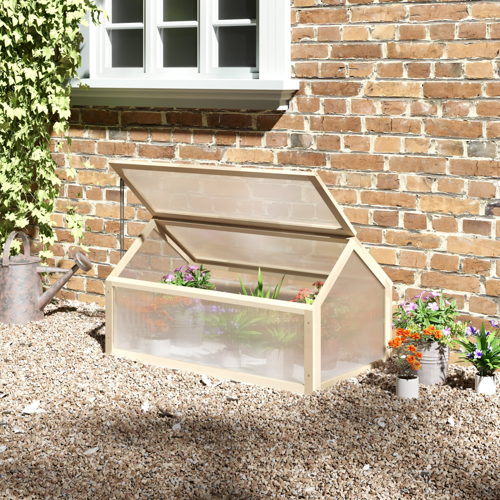 Wooden Cold Frame Greenhouse Garden Portable Raised Planter