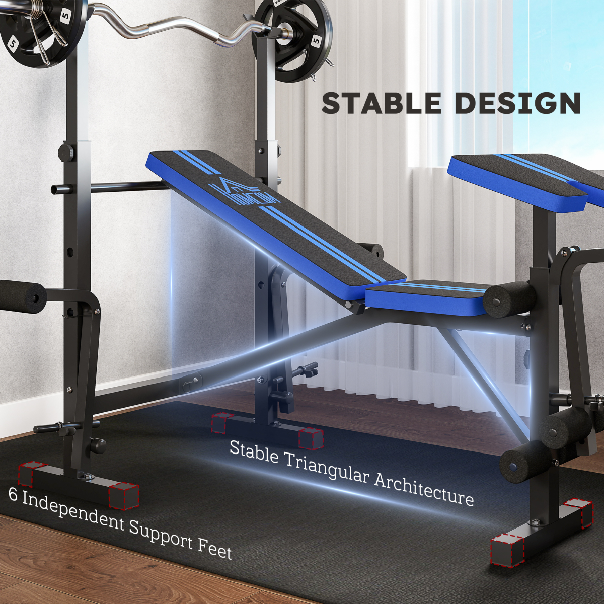 HOMCOM Multi-Function Adjustable Weight Training Bench Gym Fitness Lifting