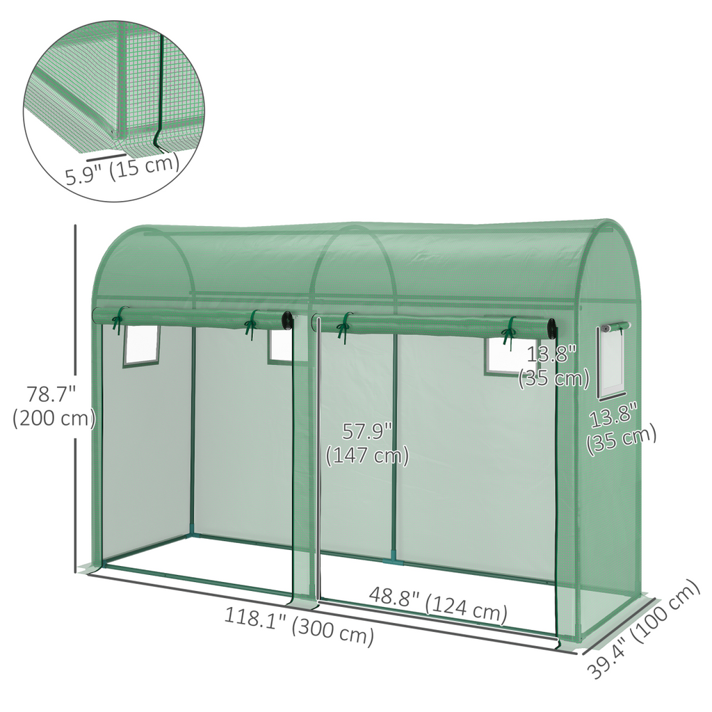 Green Walk-In Tunnel Greenhouse with PE Cover – 3m