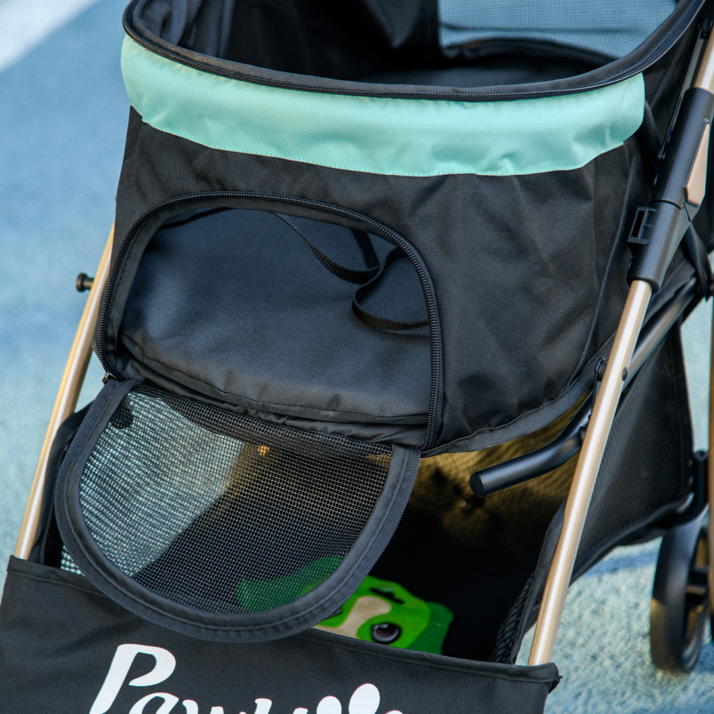 PawHut Pet Stroller for XS and S Dogs with Rain Cover - Green