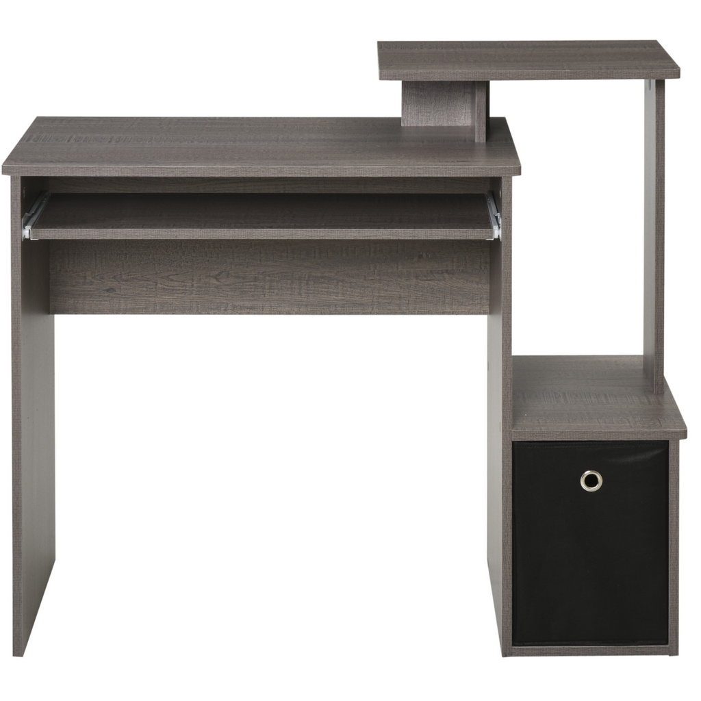 Computer Desk with Sliding Keyboard Tray Storage Drawer Shelf  Grey