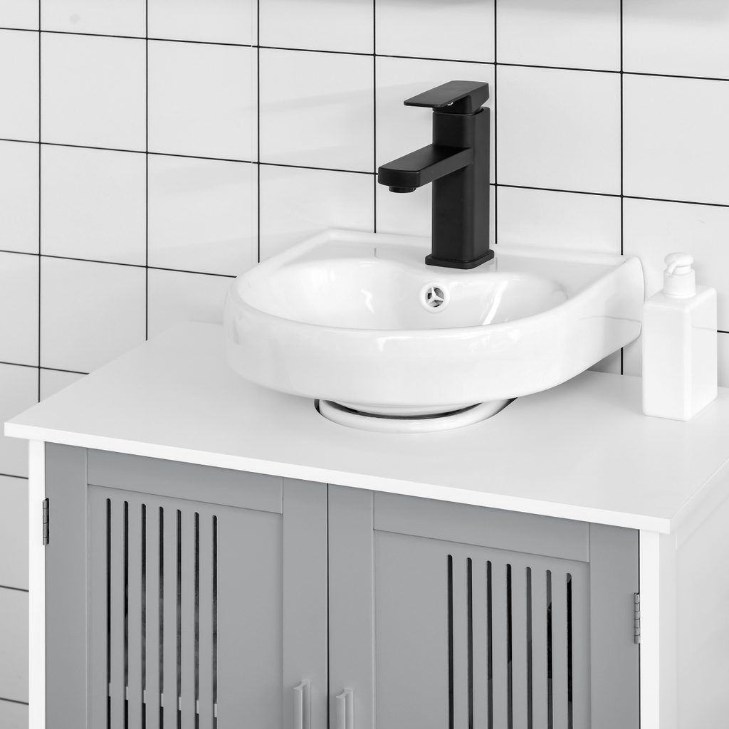 Modern Under Sink Cabinet with 2 Doors, Bathroom Vanity Unit, White