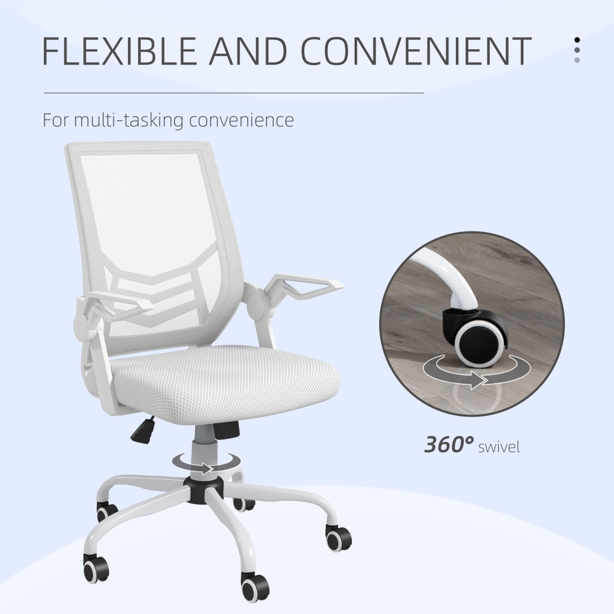Vinsetto Mesh Swivel Office Chair Task Computer Chair with Lumbar Support, White