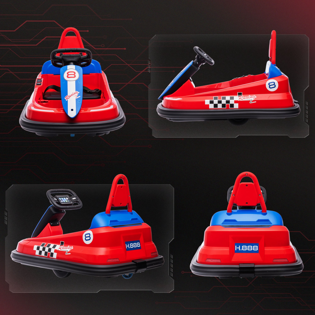 HOMCOM 6V Kids Bumper Car, 360-Degree Rotation Waltzer Car with 2 Speeds - Red