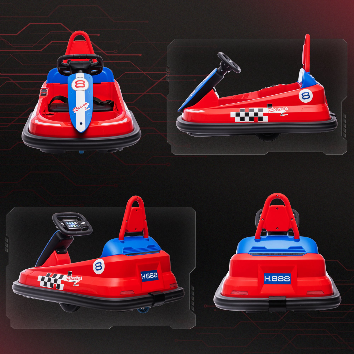 HOMCOM 6V Kids Bumper Car, 360-Degree Rotation Waltzer Car with 2 Speeds - Red