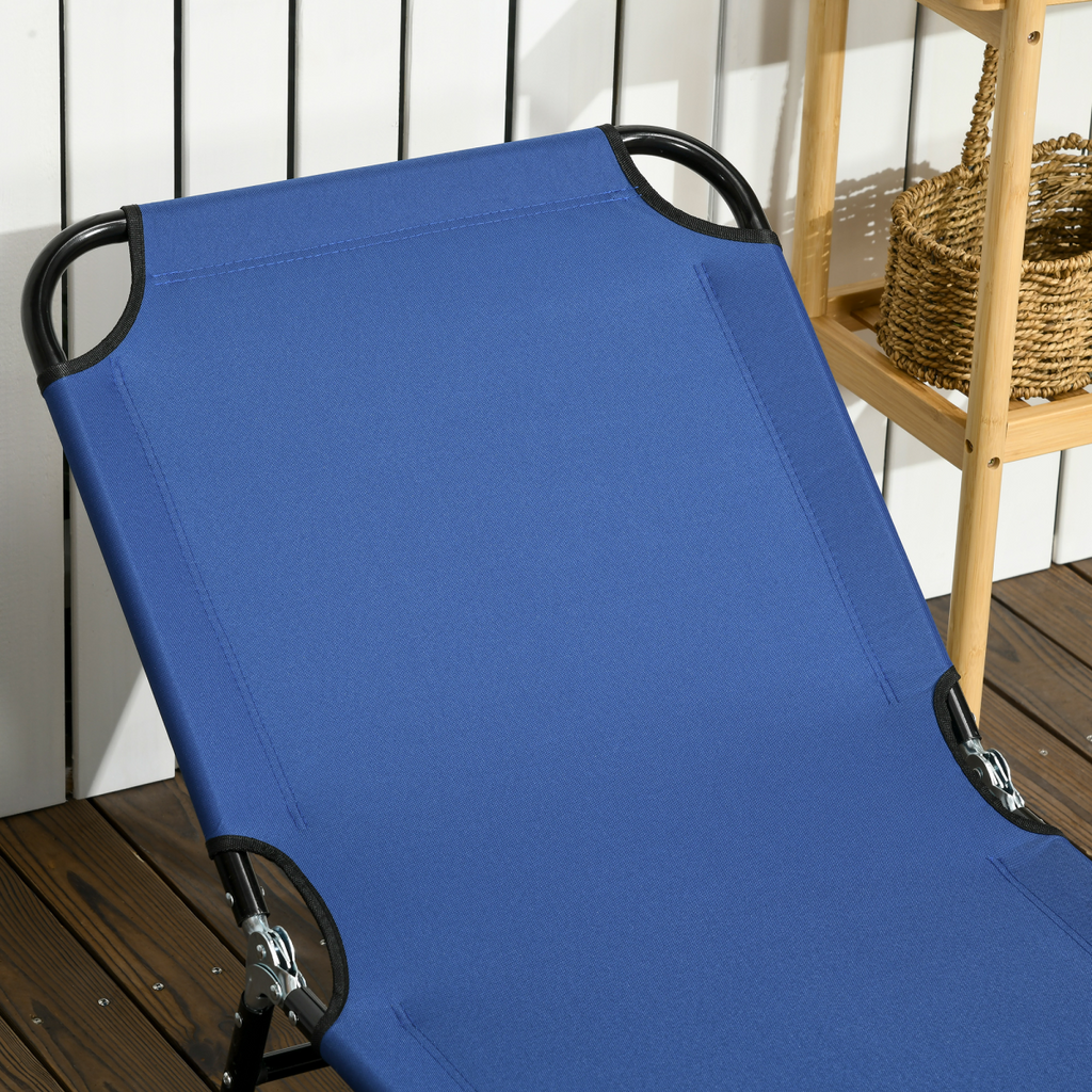 Outsunny  Folding Sun Loungers Set of 2 with Adjustable Backrest, Blue