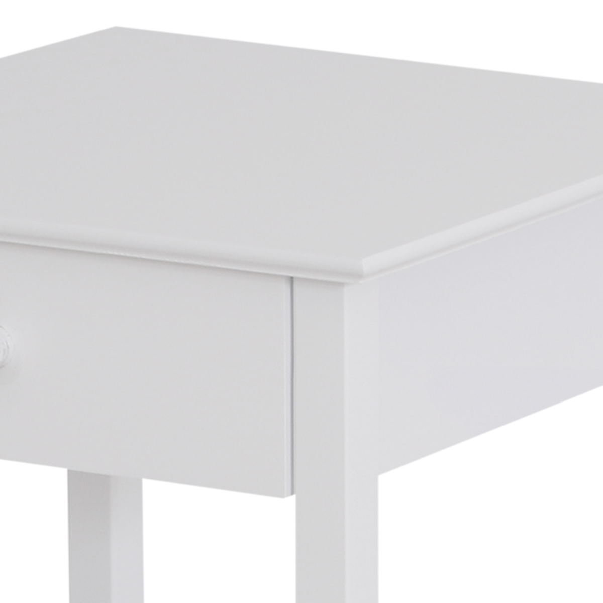 Wooden Bedside Table Cabinet W/ Drawer Shelf Storage End Side White